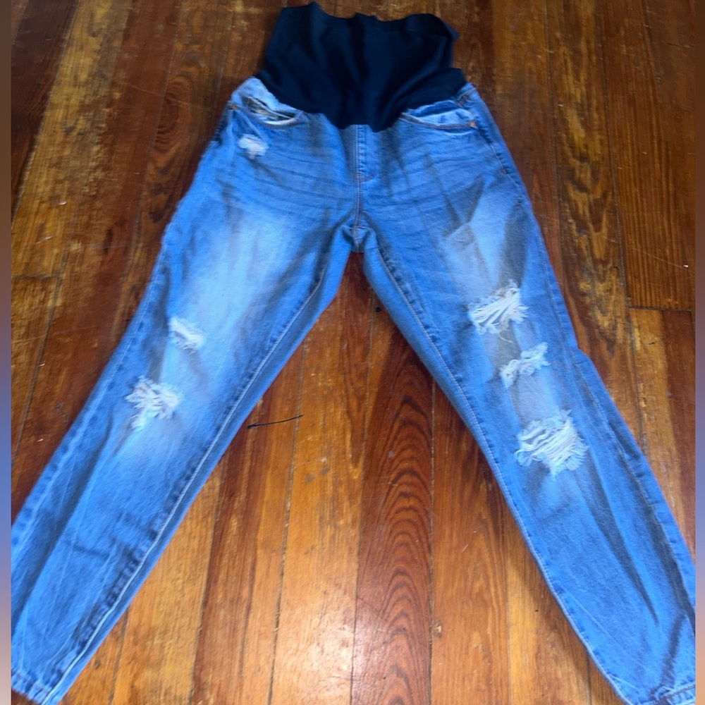 Indigo Poppy Maternity Jeans size Medium distressed